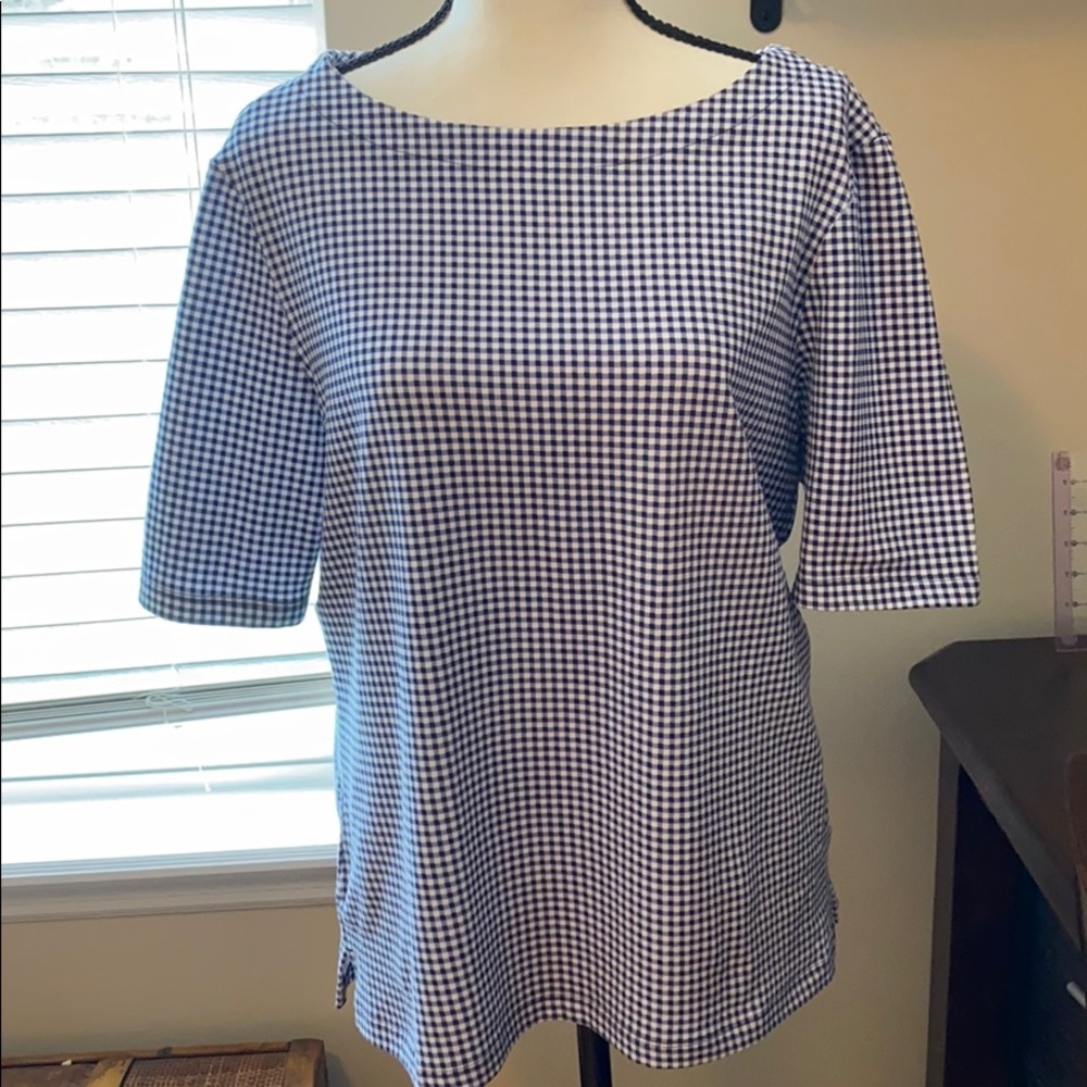 Blue and white checkered T Shirt